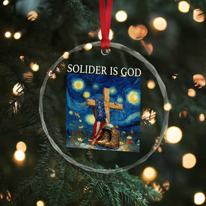 Army Christian Crystal Glass Ornament Soldier Cross Starry Night Faith Patriotic Jesus TS14 Print Your Wear