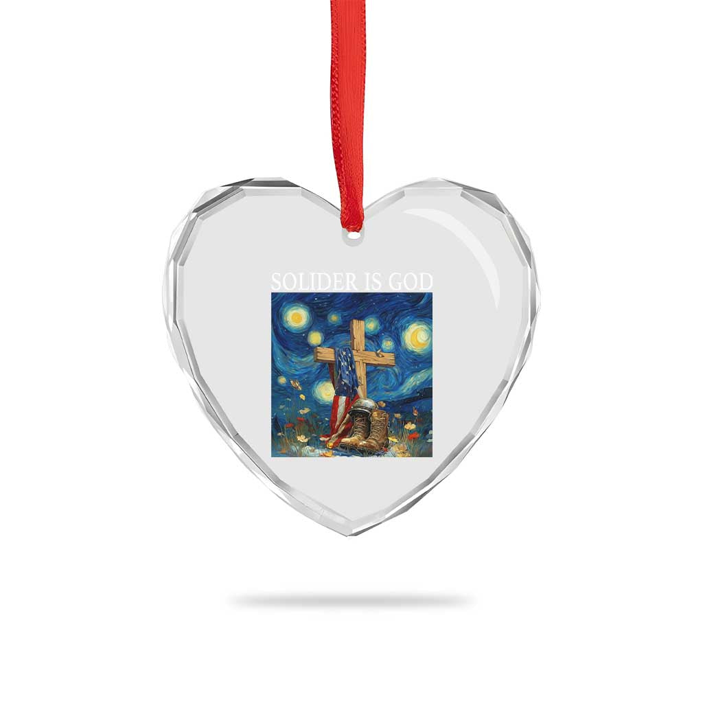 Army Christian Heart Crystal Glass Ornament Soldier Cross Starry Night Faith Patriotic Jesus TS14 Print Your Wear