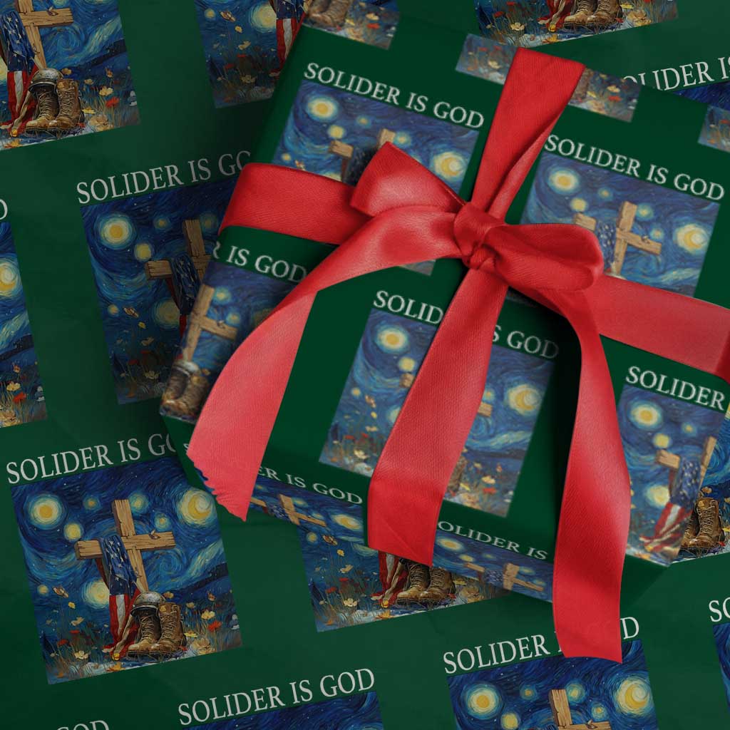 Army Christian Wrapping Paper Roll Soldier Cross Starry Night Faith Patriotic Jesus TS14 Green Print Your Wear