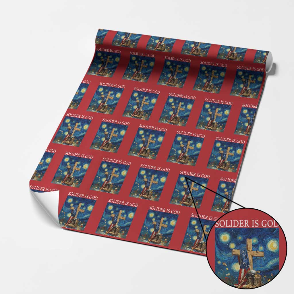 Army Christian Wrapping Paper Roll Soldier Cross Starry Night Faith Patriotic Jesus TS14 Red Print Your Wear