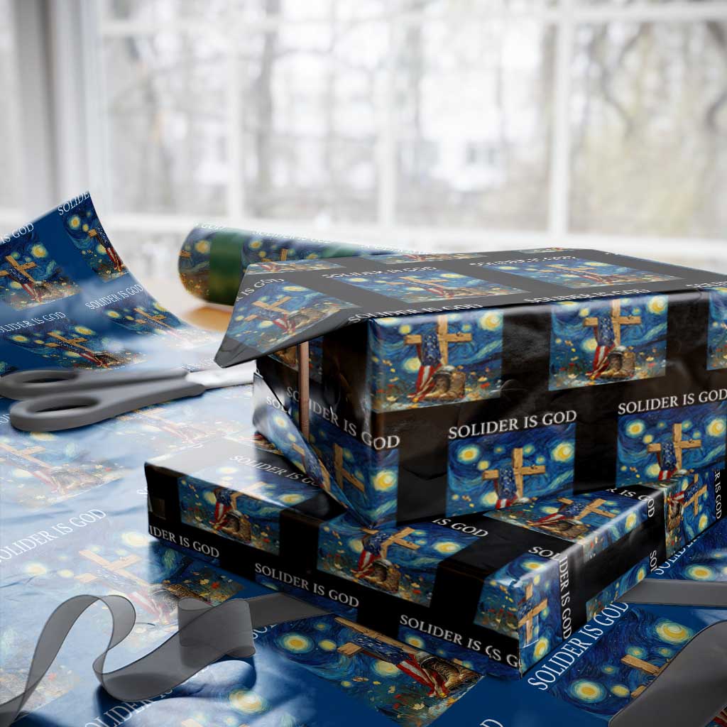 Army Christian Wrapping Paper Roll Soldier Cross Starry Night Faith Patriotic Jesus TS14 Black Print Your Wear