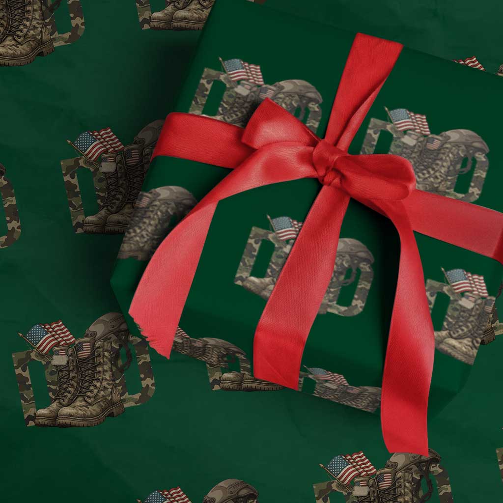 Army Military Dad Combat Boots American Flag Wrapping Paper Roll TS11 Green Print Your Wear