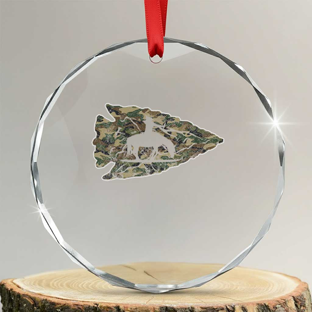 Arrowhead Hunter Native American Camouflage USA Flag Crystal Glass Ornament TS14 Transparent Glass 3'' Circle Print Your Wear