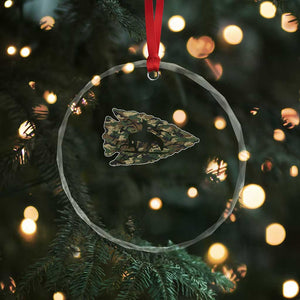 Arrowhead Hunter Native American Camouflage USA Flag Crystal Glass Ornament