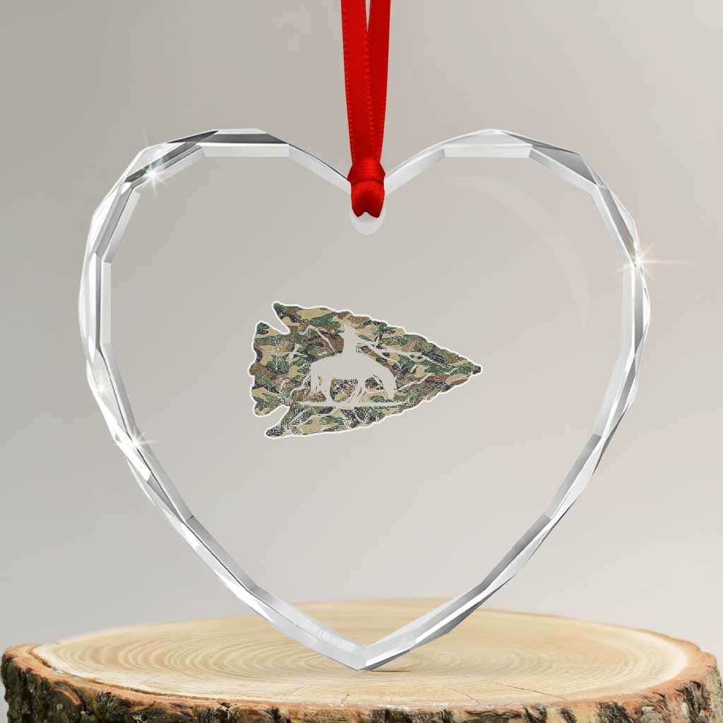 Arrowhead Hunter Native American Camouflage USA Flag Heart Crystal Glass Ornament TS14 Transparent Glass 3'' Heart Print Your Wear