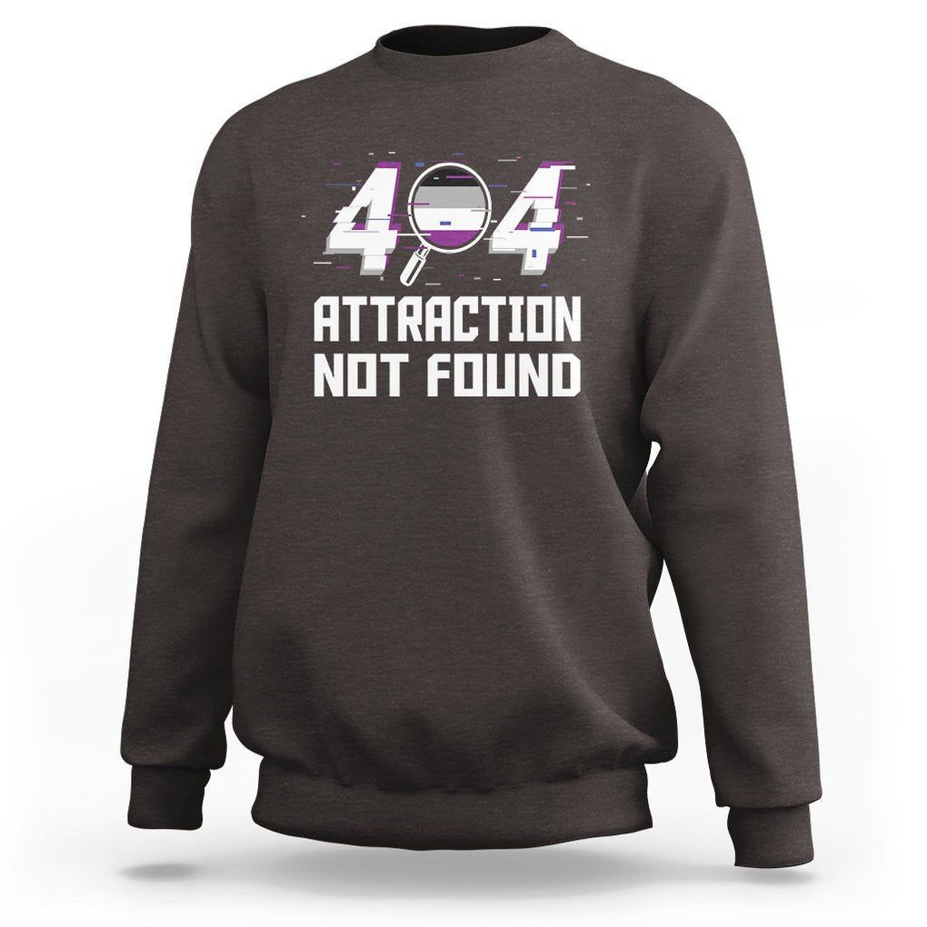Asexual Sweatshirt Error 404 Attraction Not Found ACE Asexuality LGBTQ TS09 Dark Chocolate Printyourwear