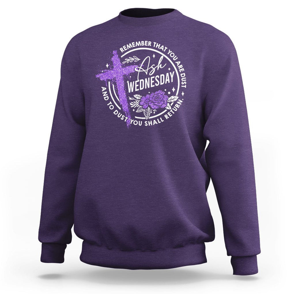 Ash Wednesday Sweatshirt Remember That You Are Dust Cross Catholic Lent Christian TS09 Purple Printyourwear