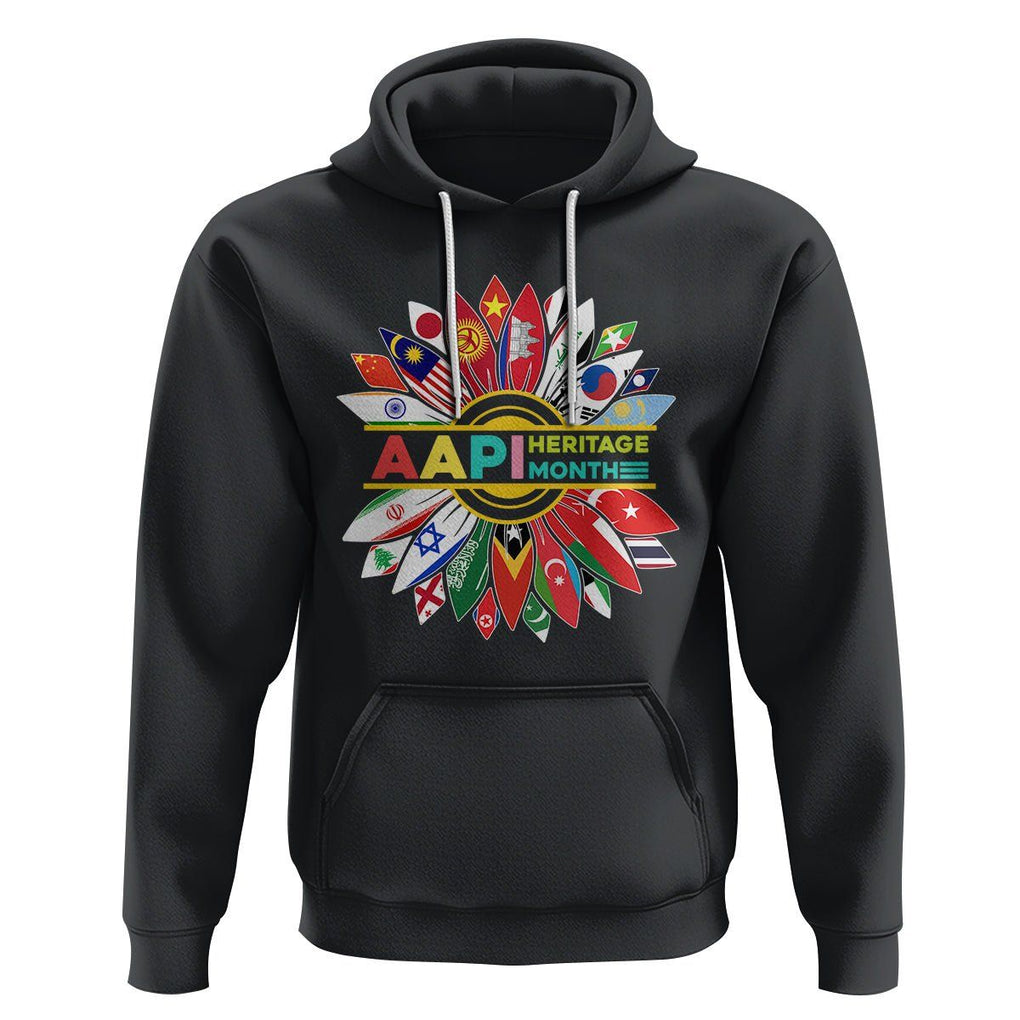 AAPI Heritage Month Hoodie Asian American And Pacific Islander Flags Sunflower Unity TS02 Black Printyourwear