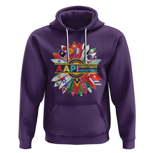 AAPI Heritage Month Hoodie Asian American And Pacific Islander Flags Sunflower Unity TS02 Purple Printyourwear