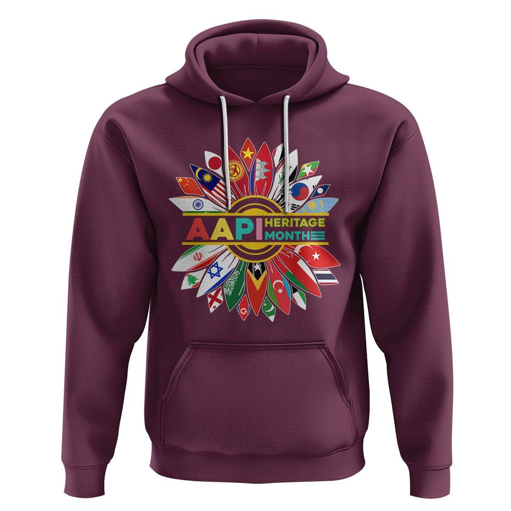 AAPI Heritage Month Hoodie Asian American And Pacific Islander Flags Sunflower Unity TS02 Maroon Printyourwear