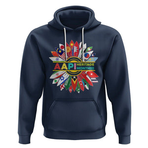 AAPI Heritage Month Hoodie Asian American And Pacific Islander Flags Sunflower Unity TS02 Navy Printyourwear