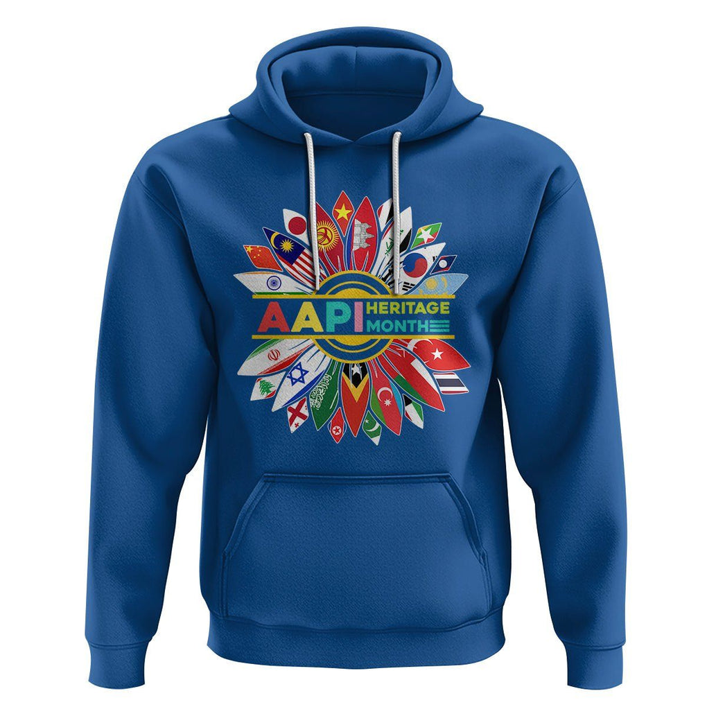 AAPI Heritage Month Hoodie Asian American And Pacific Islander Flags Sunflower Unity TS02 Royal Blue Printyourwear