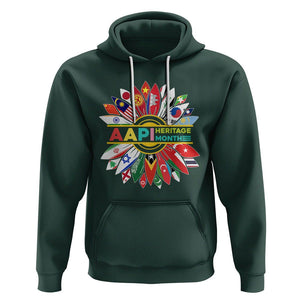 AAPI Heritage Month Hoodie Asian American And Pacific Islander Flags Sunflower Unity TS02 Dark Forest Green Printyourwear