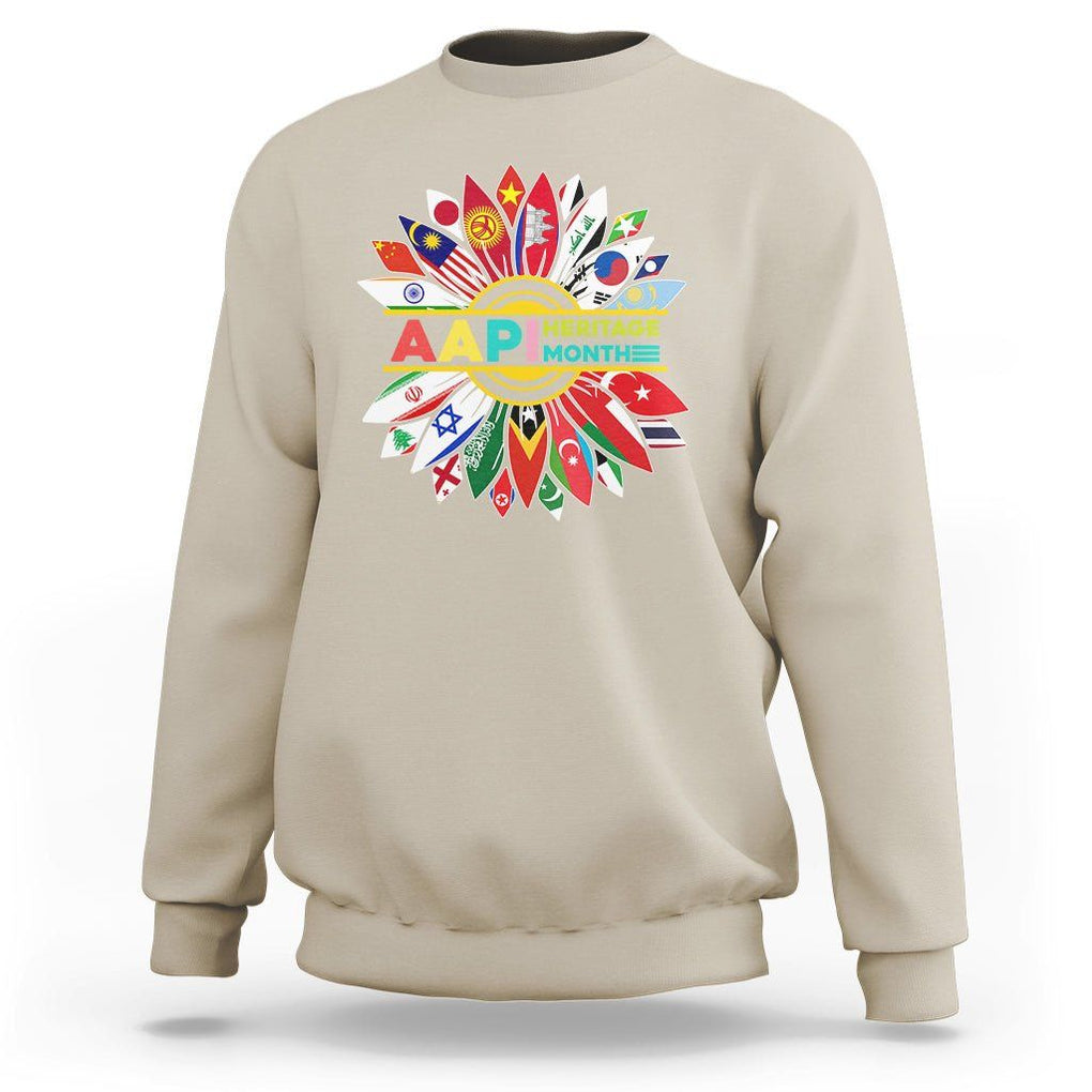 AAPI Heritage Month Sweatshirt Asian American And Pacific Islander Flags Sunflower Unity TS02 Sand Printyourwear