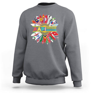 AAPI Heritage Month Sweatshirt Asian American And Pacific Islander Flags Sunflower Unity TS02 Charcoal Printyourwear