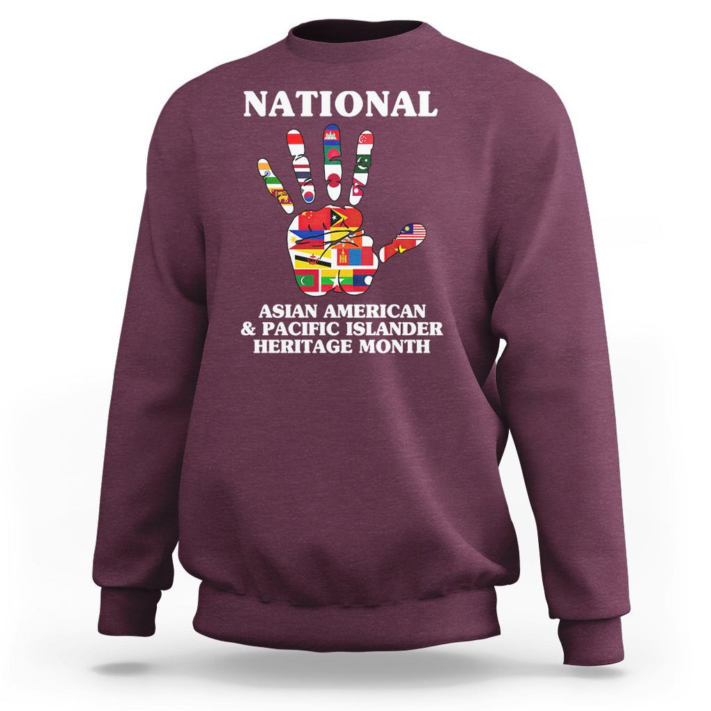 Asian American Sweatshirt Asian American And Pacific Islander Heritage Month Hand TS02 Maroon Printyourwear
