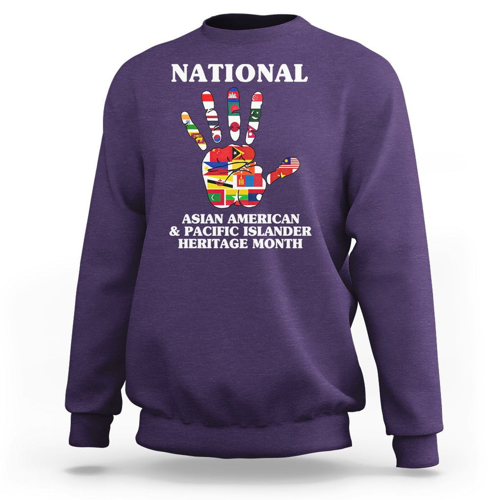 Asian American Sweatshirt Asian American And Pacific Islander Heritage Month Hand TS02 Purple Printyourwear