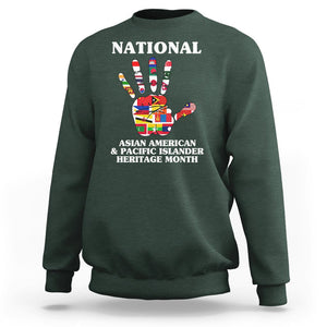 Asian American Sweatshirt Asian American And Pacific Islander Heritage Month Hand TS02 Dark Forest Green Printyourwear