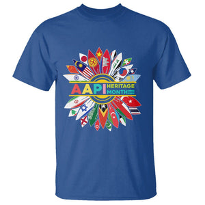 AAPI Heritage Month T Shirt Asian American And Pacific Islander Flags Sunflower Unity TS02 Royal Blue Printyourwear