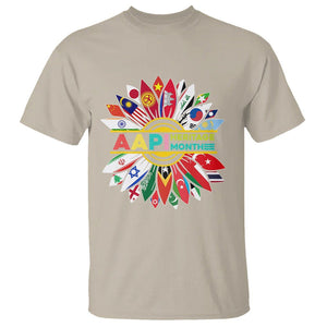 AAPI Heritage Month T Shirt Asian American And Pacific Islander Flags Sunflower Unity TS02 Sand Printyourwear