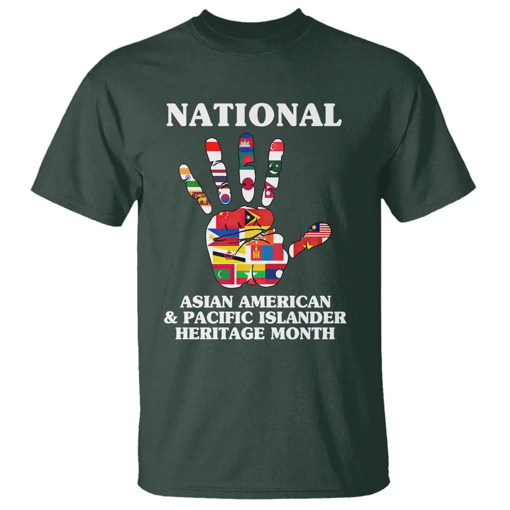 Asian American T Shirt Asian American And Pacific Islander Heritage Month Hand TS02 Dark Forest Green Printyourwear