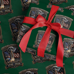 Astronaut 250 Years Of Pioneer Spirit Wrapping Paper Roll Patriotic Astronaut Graphic Gift TS12 Green Print Your Wear