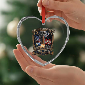 Astronaut 250 Years Of Pioneer Spirit Heart Crystal Glass Ornament Patriotic Astronaut Graphic Gift TS12 Print Your Wear