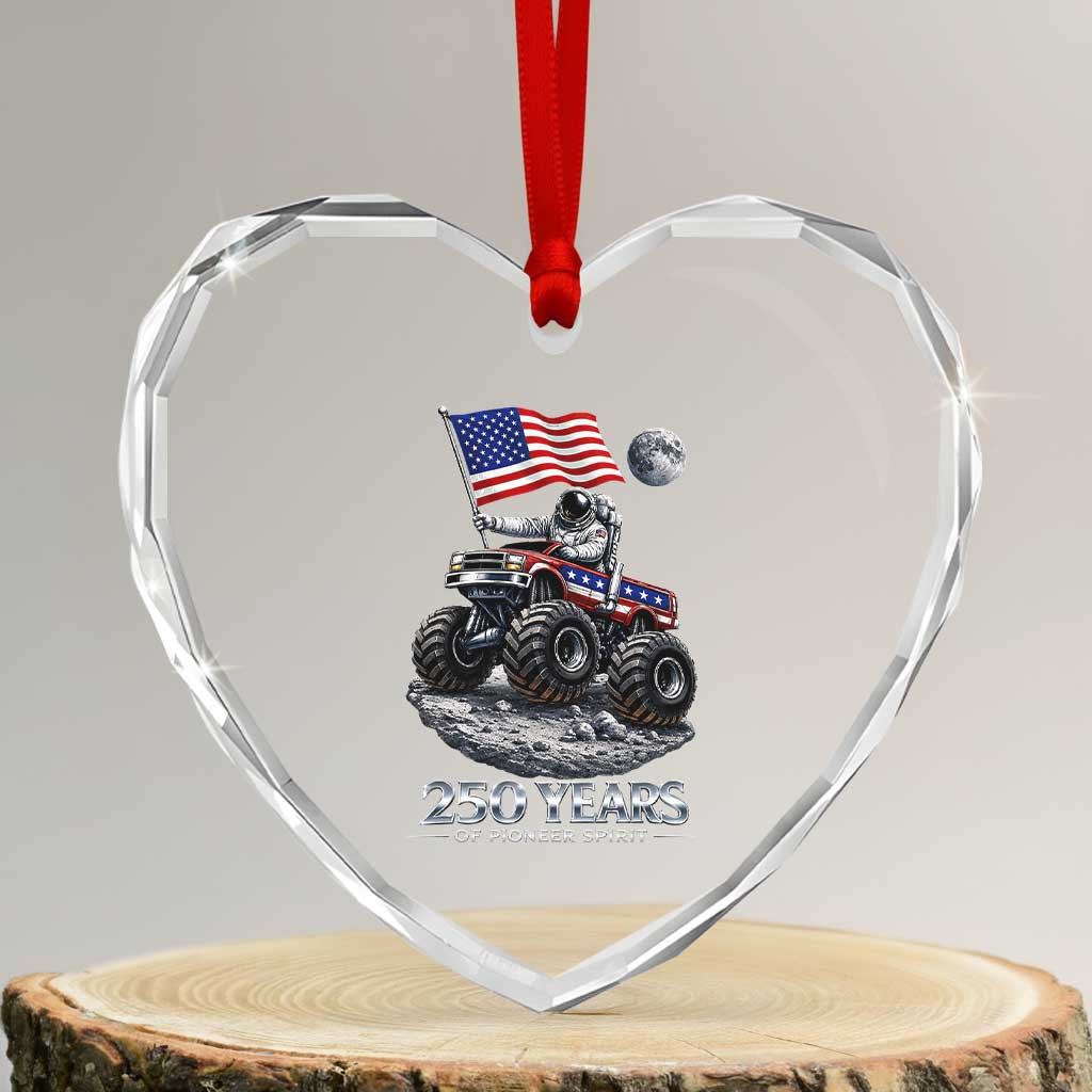 Astronaut 250 Years Of Pioneer Spirit Heart Crystal Glass Ornament USA 250th Anniversary TS12 Transparent Glass 3'' Heart Print Your Wear