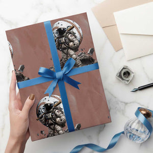 Astronaut Baseball Player Wrapping Paper Roll Distressed Houston Clutch City Sports Fans TS10 Mocha Print Your Wear