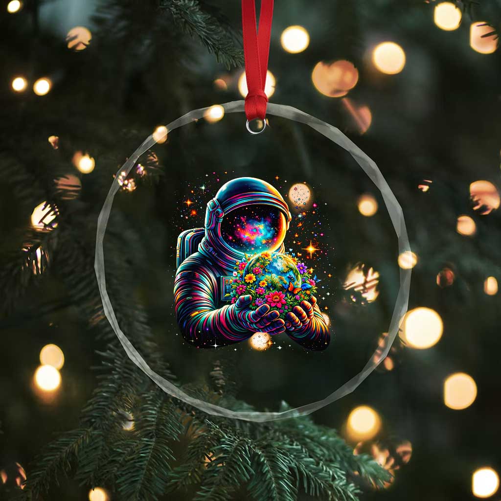 Astronaut Earth Flowers Spaceman Planet Galaxy Universe Crystal Glass Ornament TS11 Print Your Wear