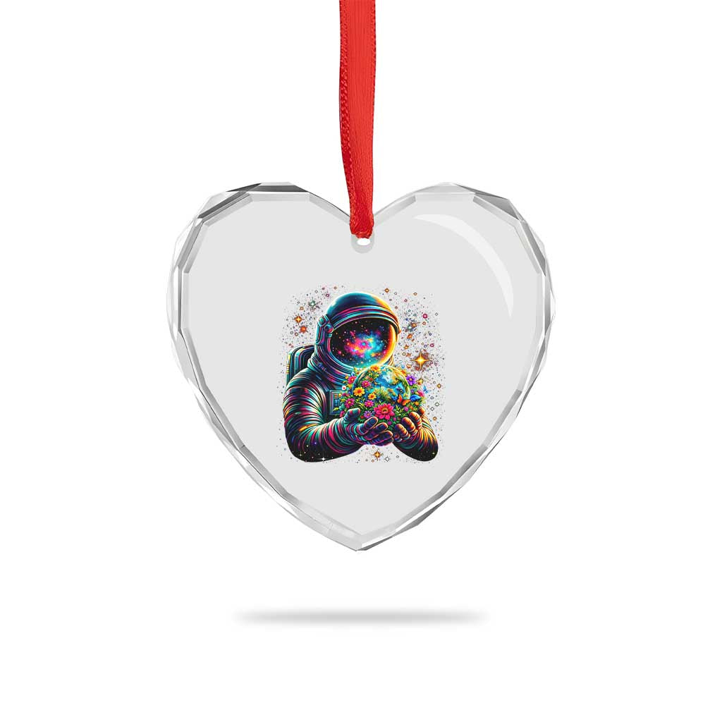 Astronaut Earth Flowers Spaceman Planet Galaxy Universe Heart Crystal Glass Ornament TS11 Print Your Wear