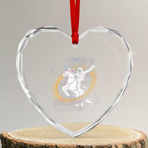 Astronaut Outer Space Heart Crystal Glass Ornament Riding Unicorn Galaxy Astrophysics Lover TS02 Transparent Glass 3'' Heart Print Your Wear