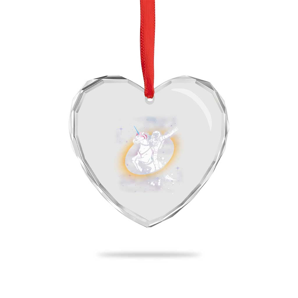 Astronaut Outer Space Heart Crystal Glass Ornament Riding Unicorn Galaxy Astrophysics Lover TS02 Print Your Wear