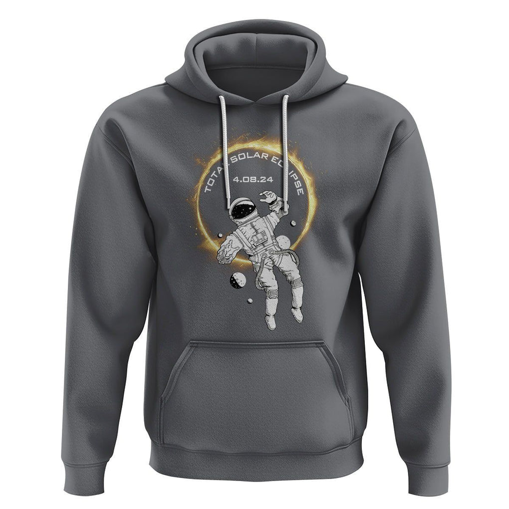Astronaut Total Solar Eclipse 2024 Hoodie American Totality April 8 TS02 Charcoal Printyourwear