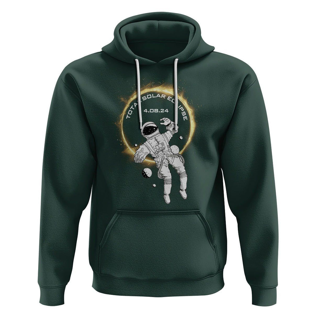 Astronaut Total Solar Eclipse 2024 Hoodie American Totality April 8 TS02 Dark Forest Green Printyourwear