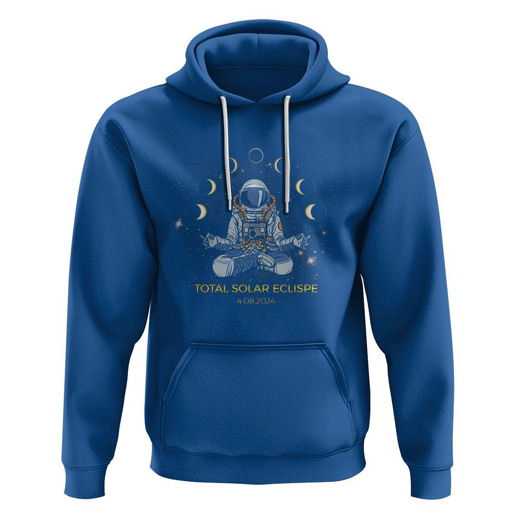 Astronaut Total Solar Eclipse 2024 Hoodie Meditating American Totality April 8 Galaxy Astronomy Lover TS02 Royal Blue Printyourwear