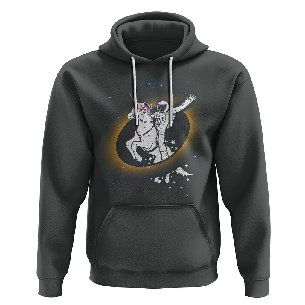 Astronaut Total Solar Eclipse Hoodie Riding Unicorn Astronomy Lover TS02 Dark Heather Printyourwear