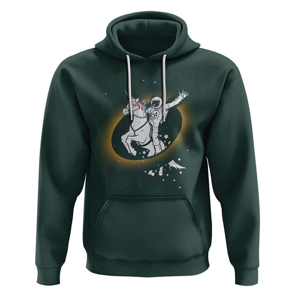 Astronaut Total Solar Eclipse Hoodie Riding Unicorn Astronomy Lover TS02 Dark Forest Green Printyourwear