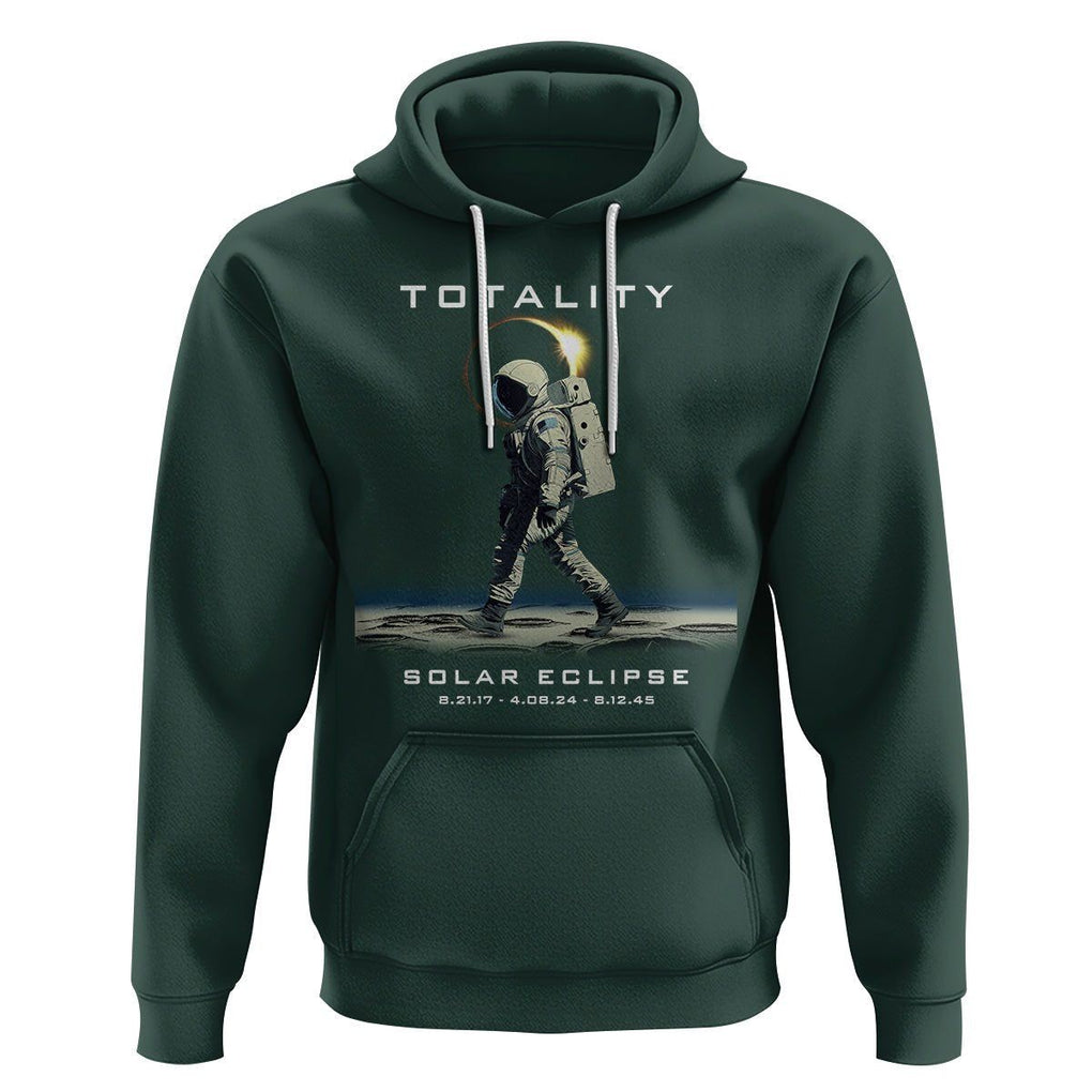 Astronaut Total Solar Eclipse Hoodie Walking American Totality Thrice In A Lifetime 2017 2024 2045 TS02 Dark Forest Green Printyourwear