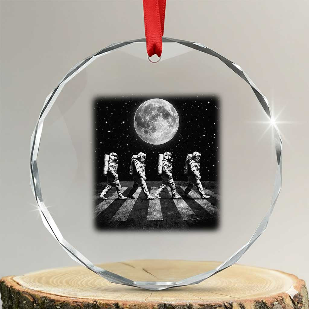 Astronauts Walking In Space Galaxy Moon Planet Crystal Glass Ornament TS11 Transparent Glass 3'' Circle Print Your Wear