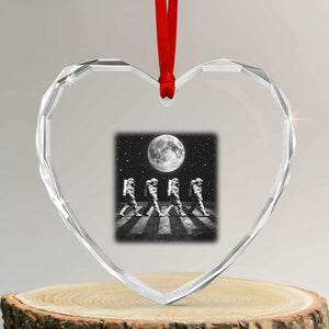 Astronauts Walking In Space Galaxy Moon Planet Heart Crystal Glass Ornament TS11 Transparent Glass 3'' Heart Print Your Wear