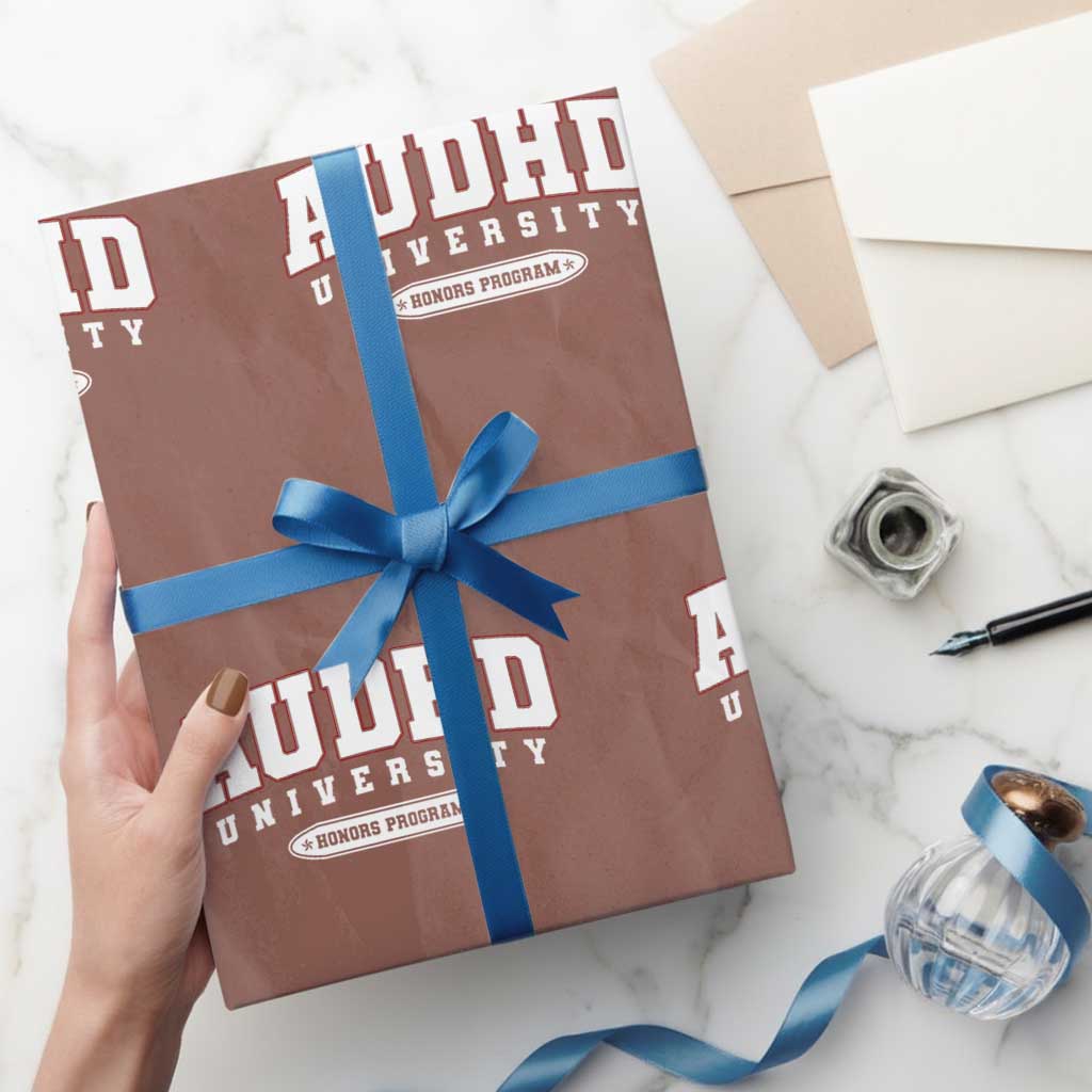 AUDHD Wrapping Paper Roll Neurodivergent ADHD Autism Awareness Neurotypical Gift TS10 Mocha Print Your Wear
