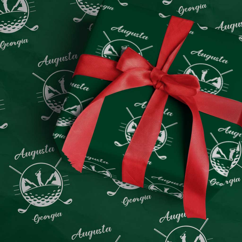 Augusta Georgia Golfing Lover Wrapping Paper Roll Southern Sports Traditions Retro Varsity Golf Fan TS02 Green Print Your Wear