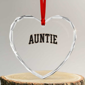 Auntie Heart Crystal Glass Ornament Retro Varsity New Aunt Letter Print TS10 Transparent Glass 3'' Heart Print Your Wear