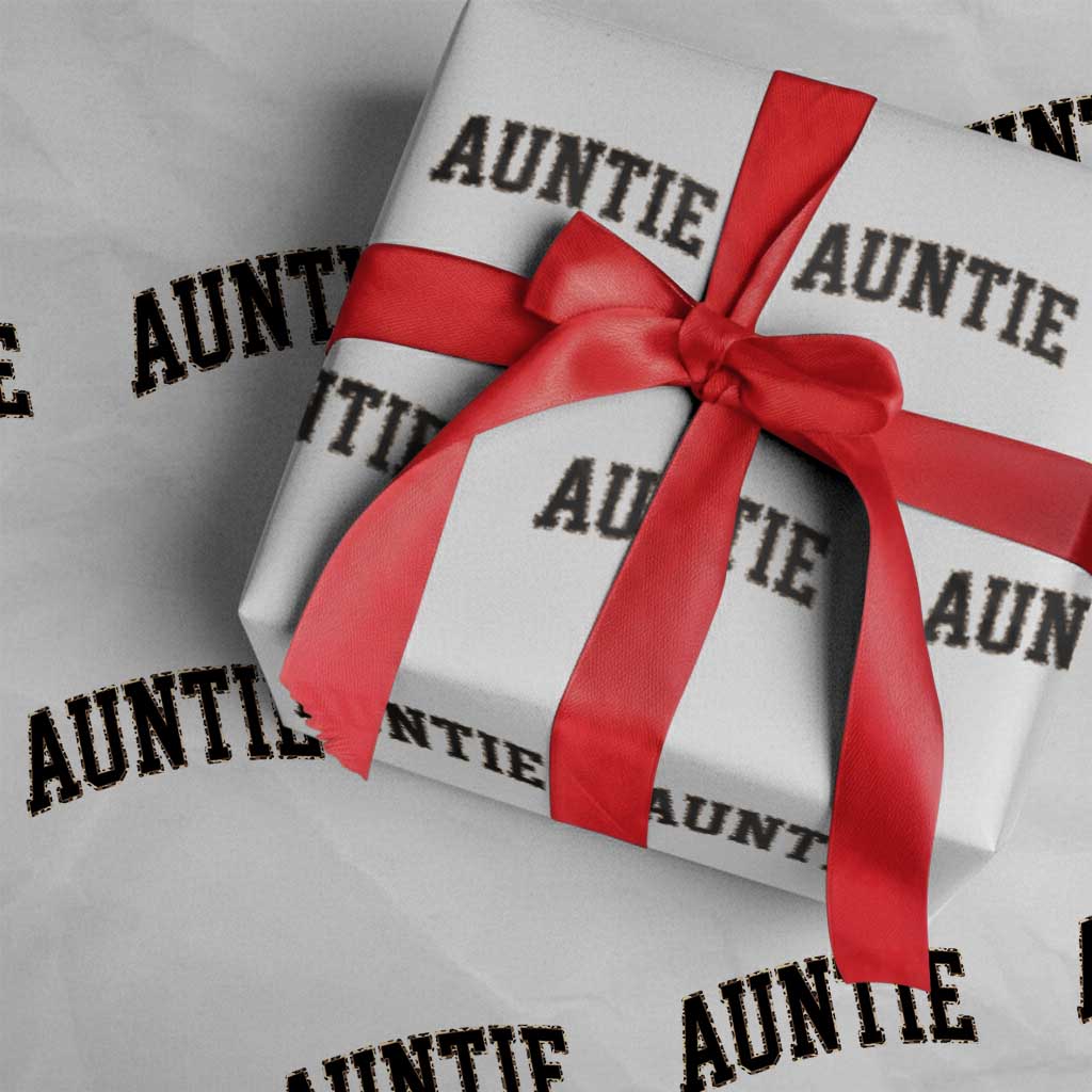 Auntie Wrapping Paper Roll Retro Varsity New Aunt Letter Print TS10 White Print Your Wear