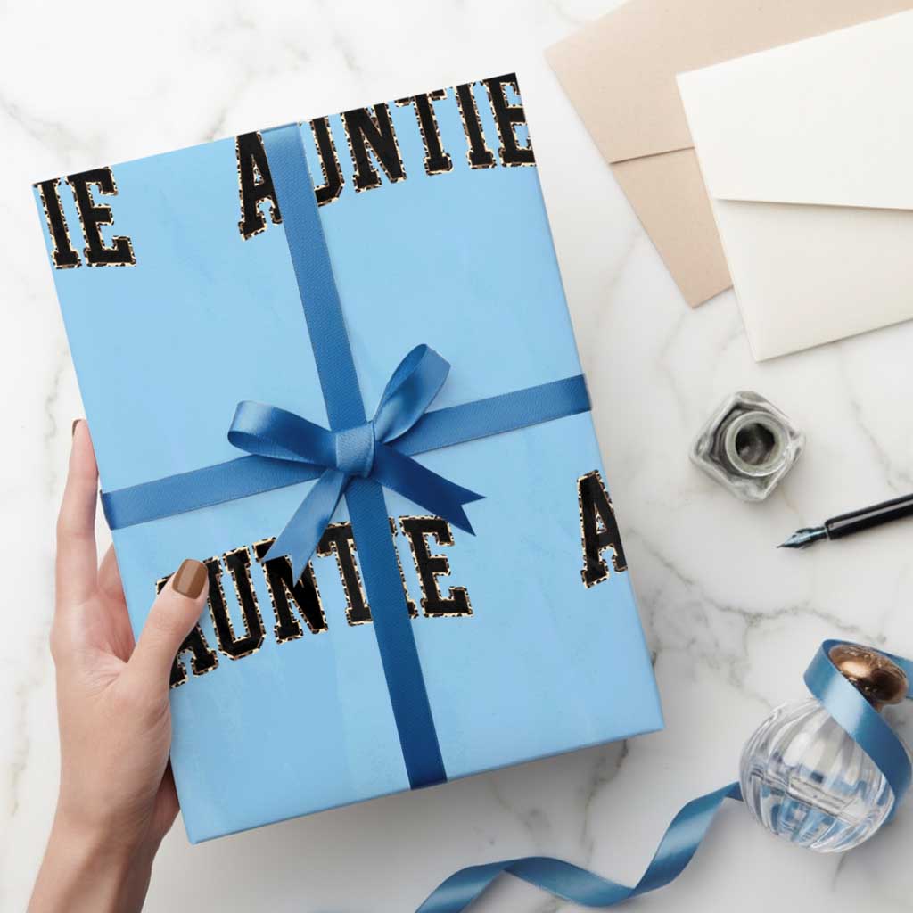 Auntie Wrapping Paper Roll Retro Varsity New Aunt Letter Print TS10 Light Blue Print Your Wear