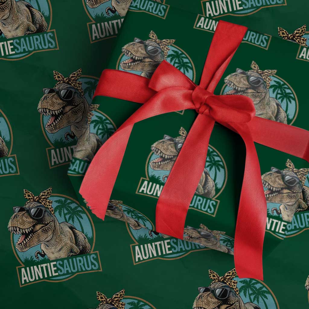 Auntiesaurus Funny Dinosaur Aunt Wrapping Paper Roll Family Matching TS11 Green Print Your Wear