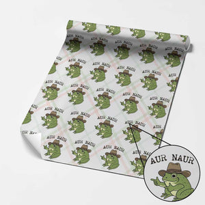 AUR Naur Cowboy Frog Meme Wrapping Paper Roll Funny Sarcastic Oh No Australian Accent TS14 Christmas Plaid Print Your Wear