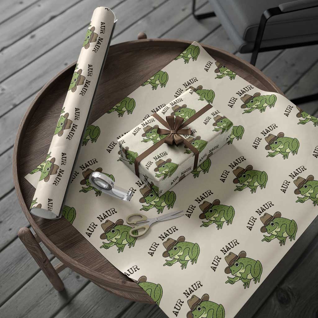 AUR Naur Cowboy Frog Meme Wrapping Paper Roll Funny Sarcastic Oh No Australian Accent TS14 Beige Print Your Wear