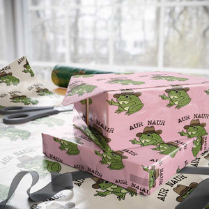 AUR Naur Cowboy Frog Meme Wrapping Paper Roll Funny Sarcastic Oh No Australian Accent TS14 Light Pink Print Your Wear